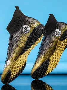 Men's Colorblock Letter Pattern Lace Up Soccer Shoes, Lightweight Non-slip Football Shoes, Football Cleats for All Seasons