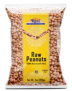 Rani Peanuts, Raw Whole With Skin (uncooked, unsalted) 7oz (200g) ~ All Natural | Vegan | Gluten Friendly | Kosher | Fresh Product of USA ~ Spanish Grade Groundnut / Red-skin