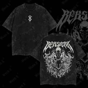 [Weeb X] Berserk "Pure Evil" Vintage Unisex Oversize Anime Manga Acid Washed T-shirt, graphic tee,anime merch fan, outfits men