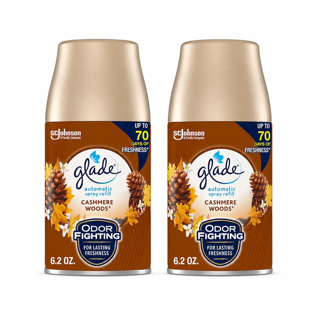 Glade Automatic Spray Refill Cashmere Woods Air Freshener, 2 Pack, 6.2 Oz Each, Long-Lasting Odor Fighting Room & Bathroom Fragrance