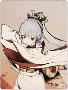 Genshin Impact .Kamisato Ayaka Game Wall Art Painting, Game And Anime Iron Prints for Home Decorations