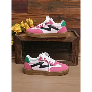 Step Women’s Classic Retro Rubber-Sole Sneakers, Genuine Leather Casual Sports Shoes for Fashionable Tennis & Skateboarding, Comfortable and Stylish, Lifestyle Colorblock Sneakers