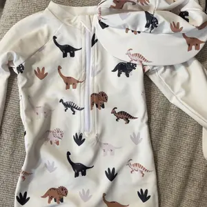 REDWOON Toddler Baby Boy Swimwear Whale Print Bathing Suit Infant Long Sleeve Rash Guard Swimsuit and Sun Hat Beachwear