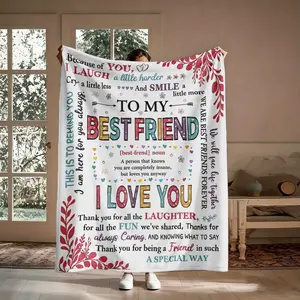 Best Friend Gift Flannel Blanket, Colorful I Love You Friendship Soft Throw, Completely Insane But Loved Anyway Pattern, Cozy Nap Blanket for Home Office Travel, Suitable for Sofa Bed Couch, Gift for Bestie BFF Her Friends