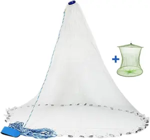 American Saltwater Fishing Cast Net for Bait Trap Fish 3ft/4ft/5ft/6ft/7ft/8ft/9ft/10ft Radius