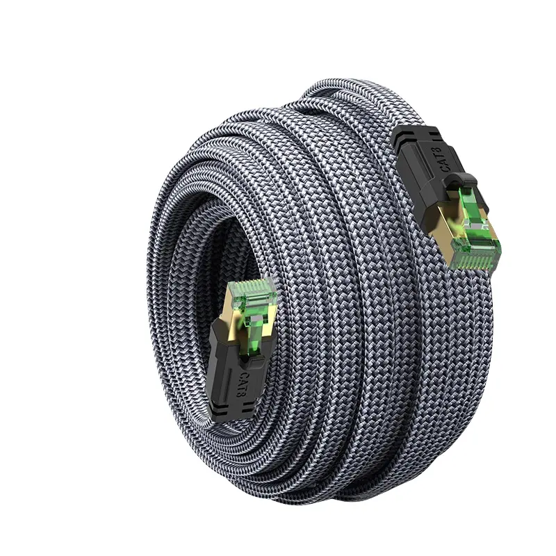 MIZIQIER Flat Ethernet Cable - 10ft High-Speed Flat Cable, 40Gbps 2000Mhz Gold-Plated RJ45 Jacks, Nylon Braid Durable Anti-Interference, Indoor & Outdoor Use, Compatible with Keystone Jack, Networking Switches