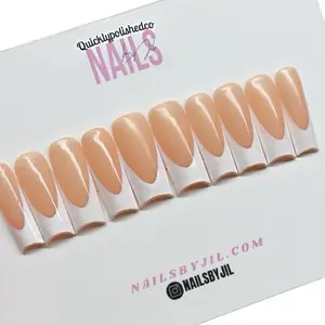 French Tip GEL Press On Nails with Nail Kit - All Sizes Included - Nail Art, Nail Care