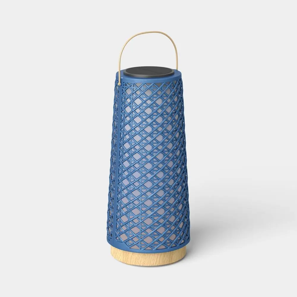 Rattan Weave Large Outdoor LED Lantern - Battery or Solar Powered, for Threshold Use, Outdoor LED Lights