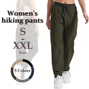 Women's Hiking Cargo Pants Quick Dry Outdoor Camping Capris Water Resistant Trousers with Zipper Pockets