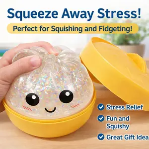 Glitter Dumpling Stress Relief Squishy Soft Squeeze Fidget Toy Anxiety Relief Cute Dumpling Decompression Toy for Kids Adults