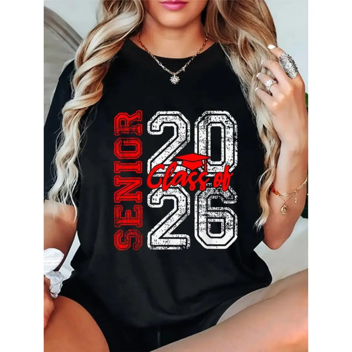 100% Cotton Short-Sleeve 2026 Senior Graduation T-Shirt for Men, Fitted Round Neck Vintage Casual Everyday Style Tops