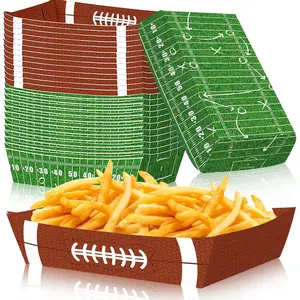 30 Pack Football Paper  Trays, 15 Football and 15 Field Design Disposable Serving  Containers for  Day Snacks, Nachos, Fries, Popcorn, and  Themed Party Supplies