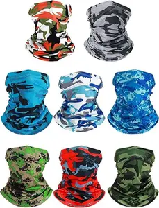 Summer Camo Neck Gaiter UV Protection Cooling Face Mask Sun Hood Bandanas for Men Women Sunscreen Breathable Bandana