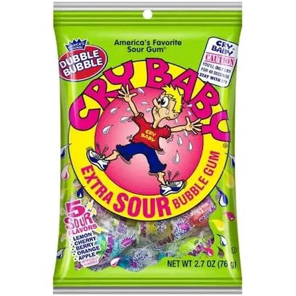 Extra Sour Dubble Bubble Gum Cry Baby 2.7oz. Bubblegum Extra Sour Dubble Bubble Gum Cry Baby 2.7oz. Bubblegum