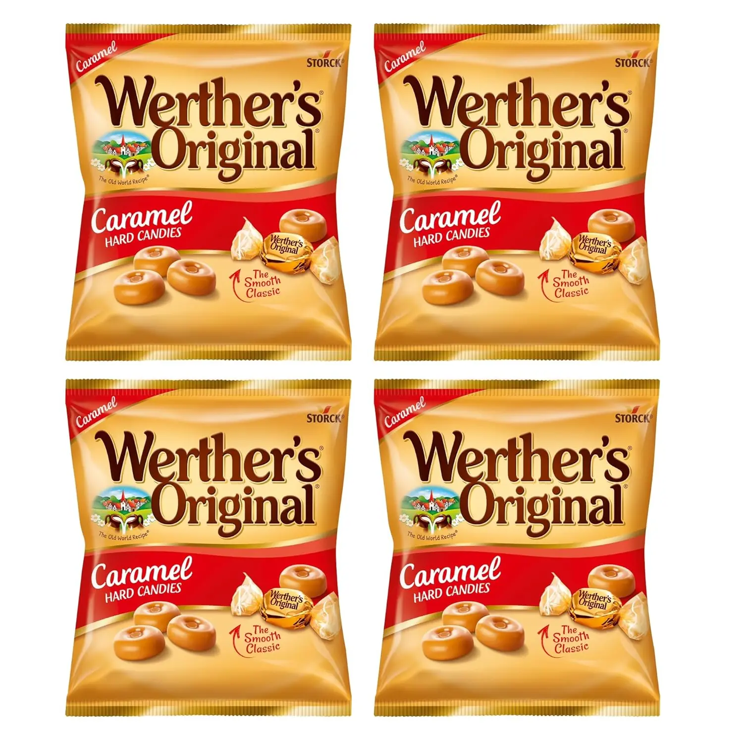 Werther's Original Caramel Hard Candies - Pack of 4-2.65 Oz Bags - Delicious Sweet Treats For Everyone to Share - Classic Taste People Love
