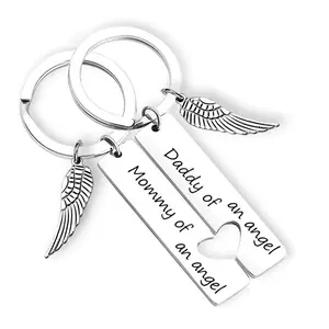 Mommy & Daddy of an Angel Sympathy Keepsake,Matching Angel Wings Memorial Keychain Set, Bereavement Remembrance Gift for Grieving Parents emo accessories nurses week gifts 2026 mothers day gift ideas,Mommy and Daddy of an Angel Keychain Set