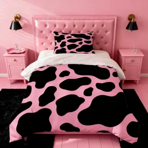 2/3 Pieces Cow Print Duvet Cover Set (1 Duvet Cover + 1/2 Pillowcases), No Comforter & Pillow Inserts Included, Stylish Bedding for Bedroom, Perfect Gift for Holidays & Special Occasions