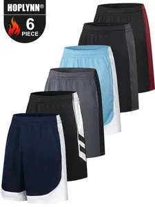 HOPLYNN 6 Pack Mens Mesh Athletic Basketball Shorts Gym Shorts with Pockets, Quick Dry Workout Running Shorts Casual for Men