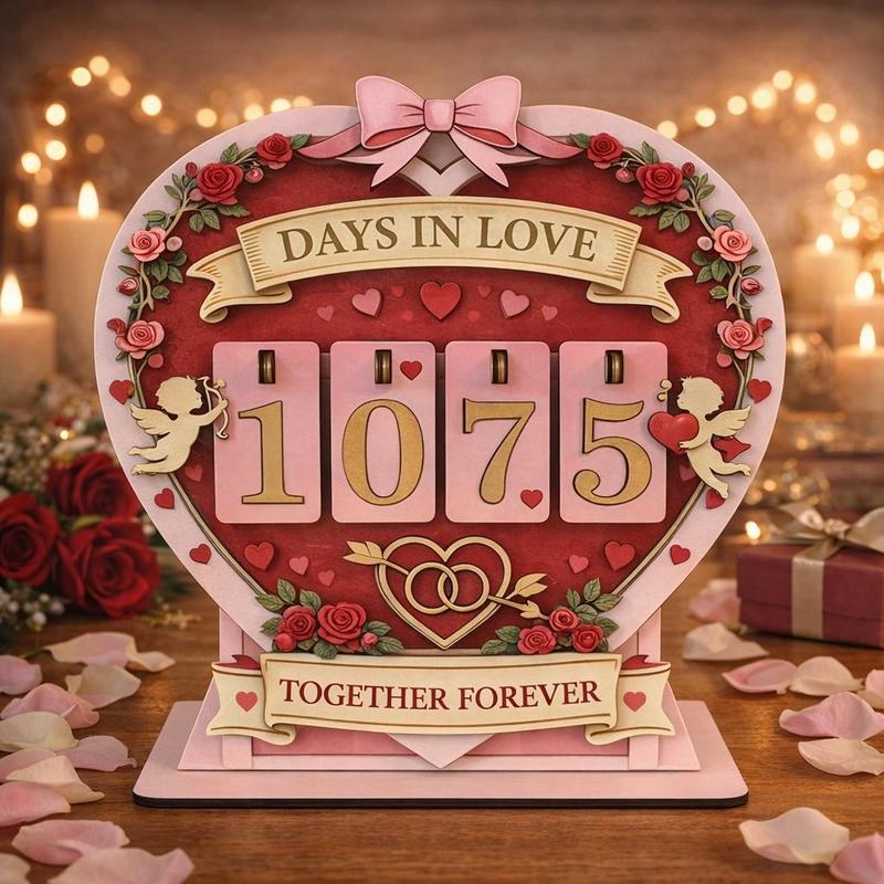 Days In Love Wooden Counter, Personalized Anniversary Gift, Romantic Couple Decor, Wedding Keepsake, Valentine Home Display