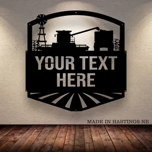 Combine Auger Corn - Your Text Here - Metal Monogram Wall Art Sign
