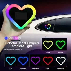 Car Solar Triangle Window Heart-shaped Light Emitting Heart-shaped Atmosphere Light Interior Wiring Free LED Atmosphere Light Car Decorative Light LED Lights