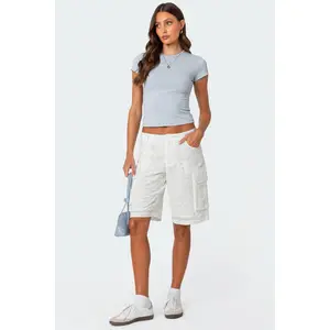 Eyelet Cargo Bermuda Shorts