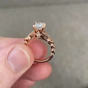 14k Rose Gold Ring with . 88ct princess cut lab grown diamond