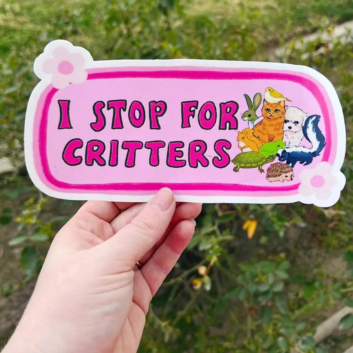 Cute Cartoon Cat Pattern Car Sticker, I Stop for Critters Car Body Decorative Sticker, Car Exterior Decoration Accessories for Car Decal