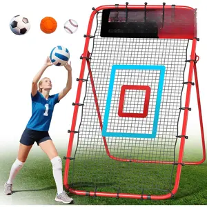 Volleyball Rebounder Net 7x4 Ft, 5-Angle Adjustable Rebounder Net for Practicing Digging, Setting, Spiking, Bounce Back Training Equipment with 2 Target Stripes & Portable Travel Bag for Storage