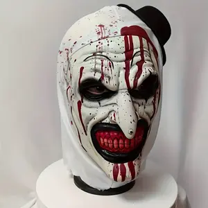 Trendy Latex Clown Hooded Mask for Halloween and Horror Theme Parties, Fashionable Synthetic Latex for Unique Costumes, Bloody Clown
