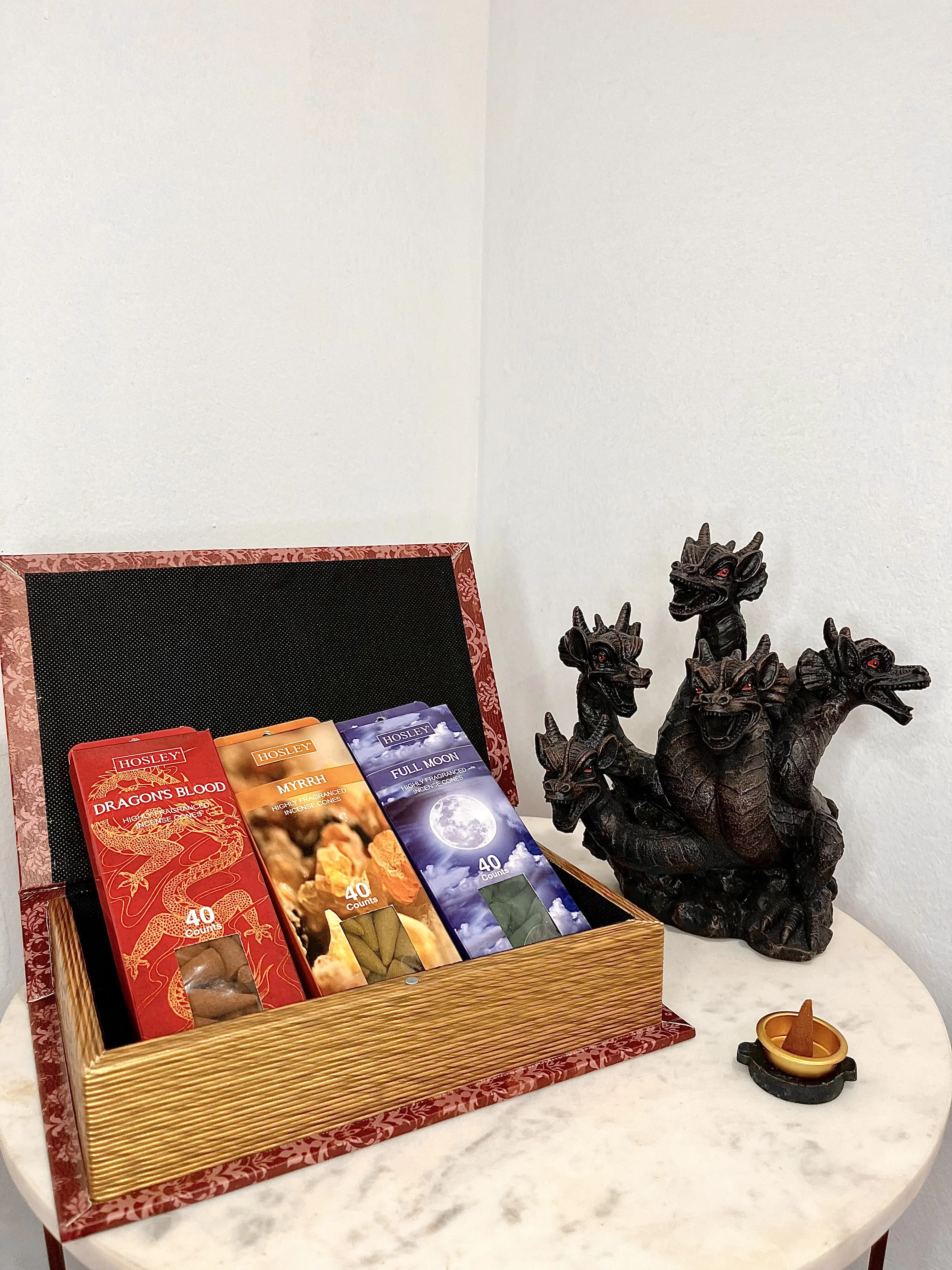Hosley 120-Pack Assorted Incense Cones Gift Set in Red Storage Book Box