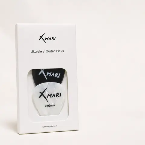 XMARI Ukulele & Guitar Plastic Pick Set - 2 Picks, Black & Pearl White, Dual Thickness 0.96mm & 1.2mm, Sleek Music Accessory, Back-to-School Music Gear