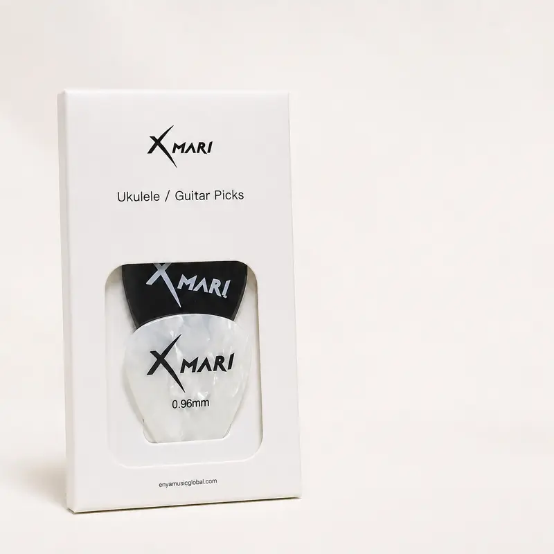 XMARI Ukulele & Guitar Plastic Pick Set - 2 Picks, Black & Pearl White, Dual Thickness 0.96mm & 1.2mm, Sleek Music Accessory, Back-to-School Music Gear