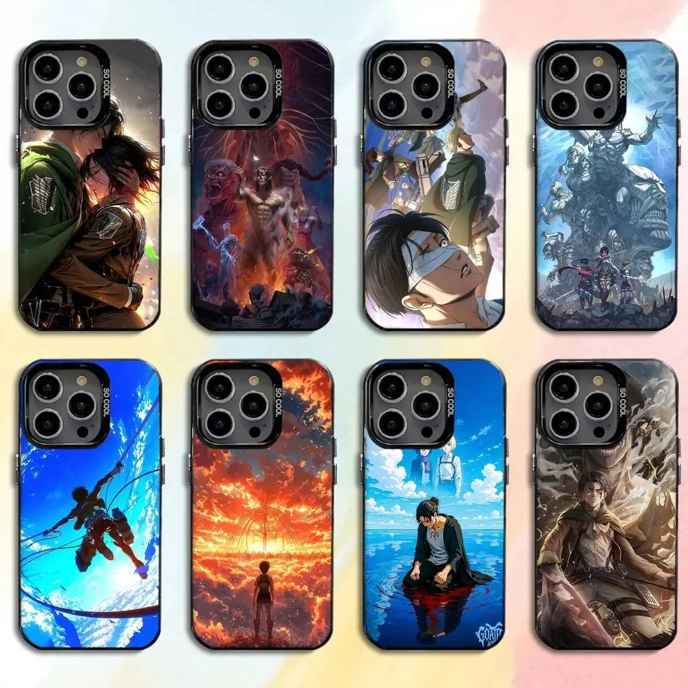 Attack On Titan Anime Theme Smartphone Case - Black Candy Matte, Shockproof Cellphone Accessory For iPhone 17, 16, 15, 14, 13, 12 Pro Max Devices