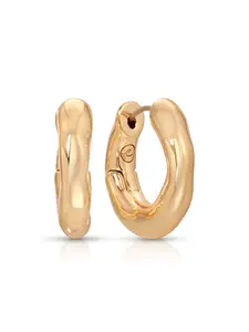 Ettika Mini Molten Hoops 18K Gold Plated Earrings Minimal Everyday Luxury Elegant Gift for Her Brass Material 0.18" x 0.78" x 0.78"