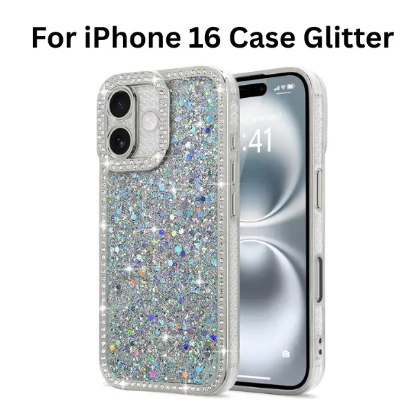 For iPhone 16 Case Glitter – Luxury Bling Sparkly Phone Cover with Crystal Diamond Rhinestones, Soft TPU Slim Shockproof Protective Case for Women & Girls, 6.1-Inch