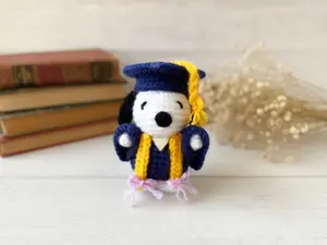 Snoopy Inspired Graduation Crochet Doll, Amigurumi Dog Plush, Class of 2026 Keepsake Gift