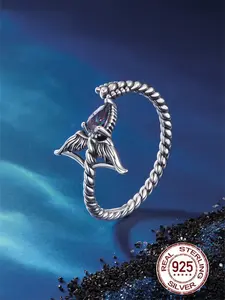 Women's S925 Silver Casual Ring, Adjustable Size Zodiac Sign Jewelry for Women, All Season Fashion Accessory