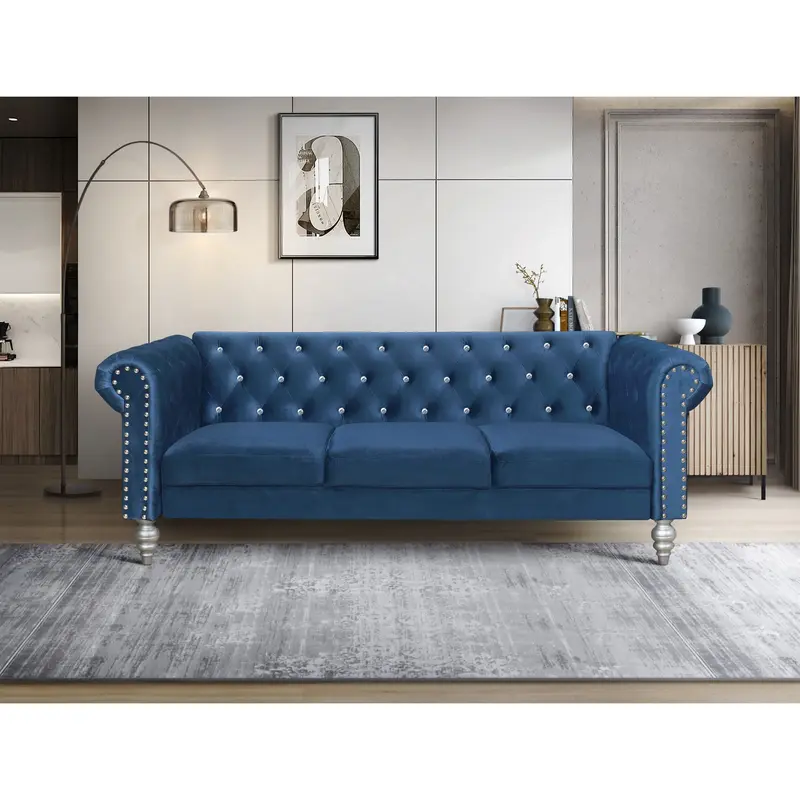 Favorer Emma Velvet Rolled Arm Sofa Favorer Emma Velvet Rolled Arm Sofa