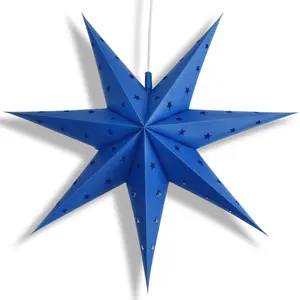 30 Inch Dark Blue 7-Point Weatherproof Star Lantern Lamp, Hanging Decoration (Shade Only)