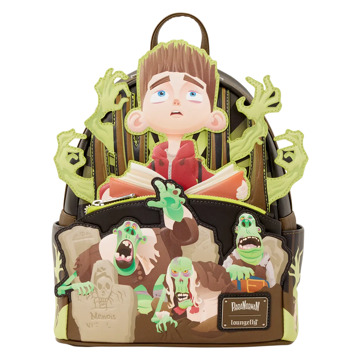 Loungefly ParaNorman Zombie Art Mini Backpack, Unisex Cool Luminous Backpack with Character Print & Glow Effect