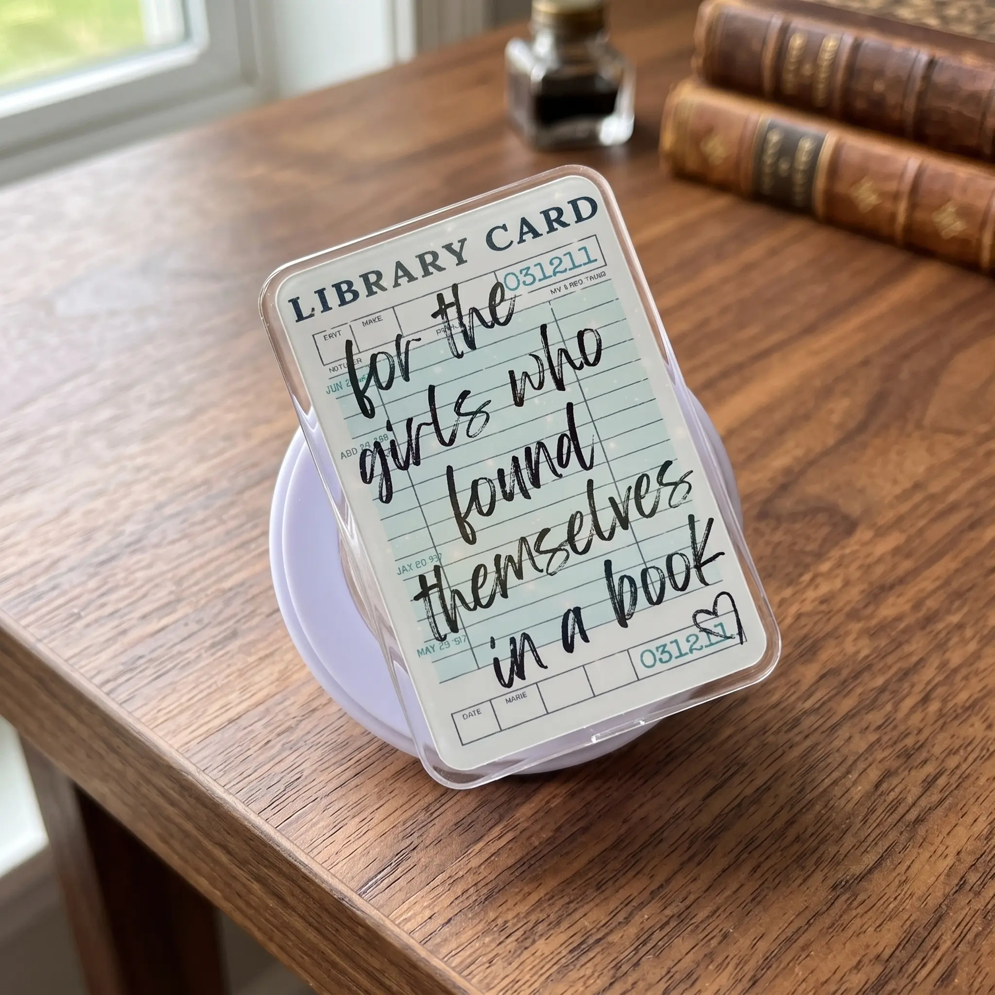 For the Girls Who Found Themselves in a Book Magnetic Phone Grip & Kindle Grip, Library Card Phone Holder Stand, Bookish Reader Gift