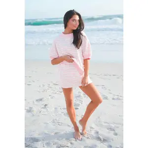 Striped Patch French Terry Mockneck Top