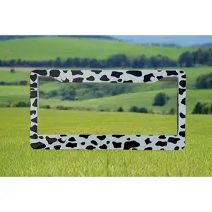 MOOO Cow Print License Plate Frame - Durable Weatherproof Plastic Frame with UV Protection for Standard U.S. Plates - Cute Country Vibes for Your Ride