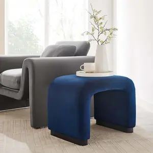 Modway Koda Performance Velvet Waterfall Stool in Black Midnight Blue