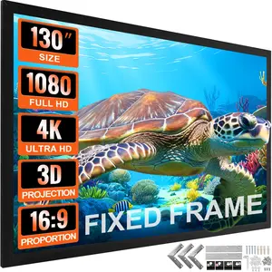 Big 130" Diagonal 16:9 HD Projector Screen Home Theater Outdoor Use Accessories Aluminum