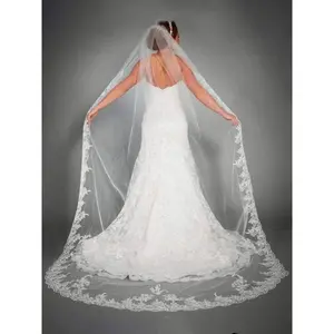 Cathedral Long 118" Floral Bridal Wedding Lace Tulle Veil Hair Accessories With Comb Headpeice for Women
