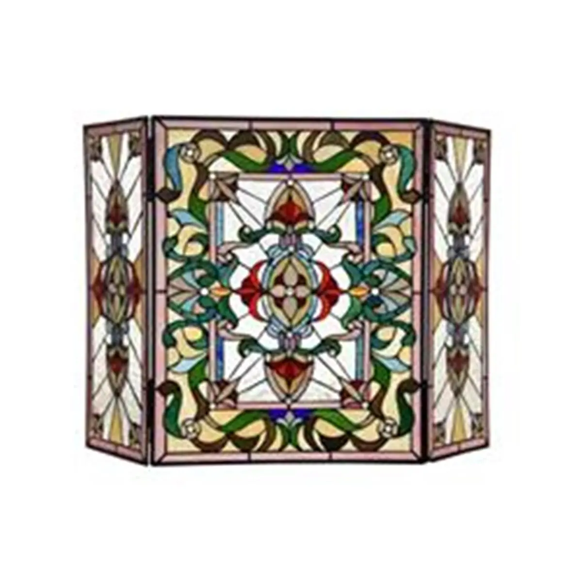 Chloe Lighting CH3F200GV44-GFS 45 in. Innes Tiffany-Style Folding Mission Fireplace Screen, Textured Black - 3 Piece