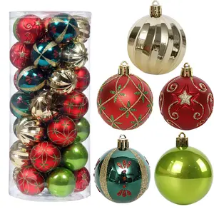 Christmas Tree Ornaments Set: 30ct Shatterproof 2.36'' Red, Green & Gold Balls - Perfect Hanging Decorations for a Festive Tree