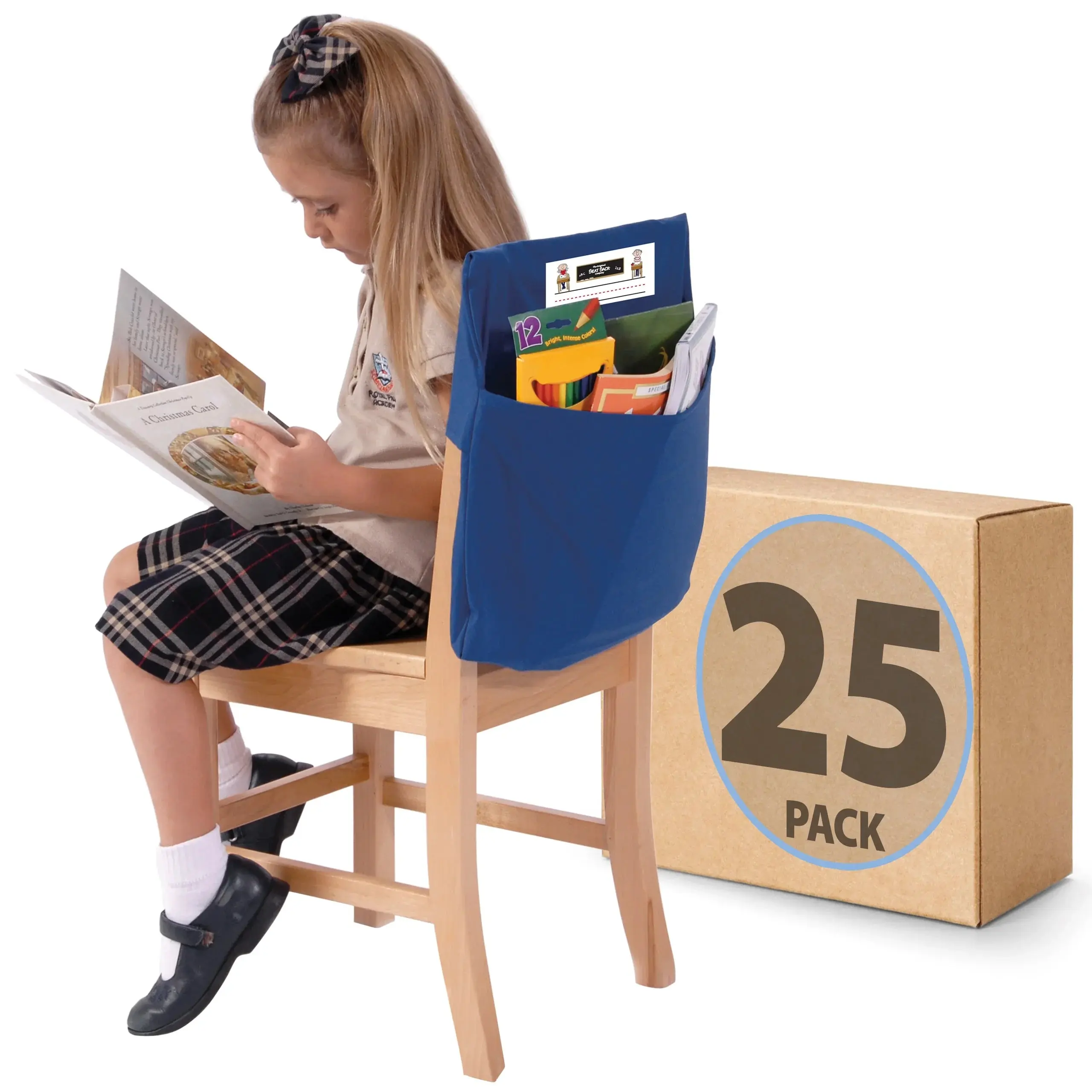 Seat Sack® Single-Pocket Classroom Chair Pockets Pack - Flame-Safe Bulk Storage Organizers for Students, Home Office